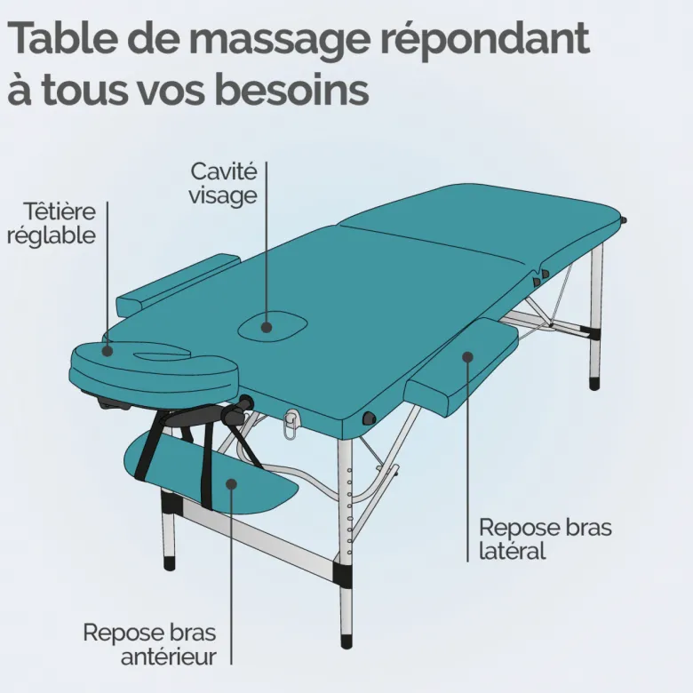 Table massage pliante 2 zones