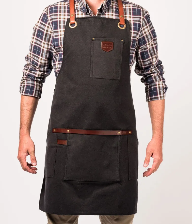Tablier cuisine toile waxée n°547 noir