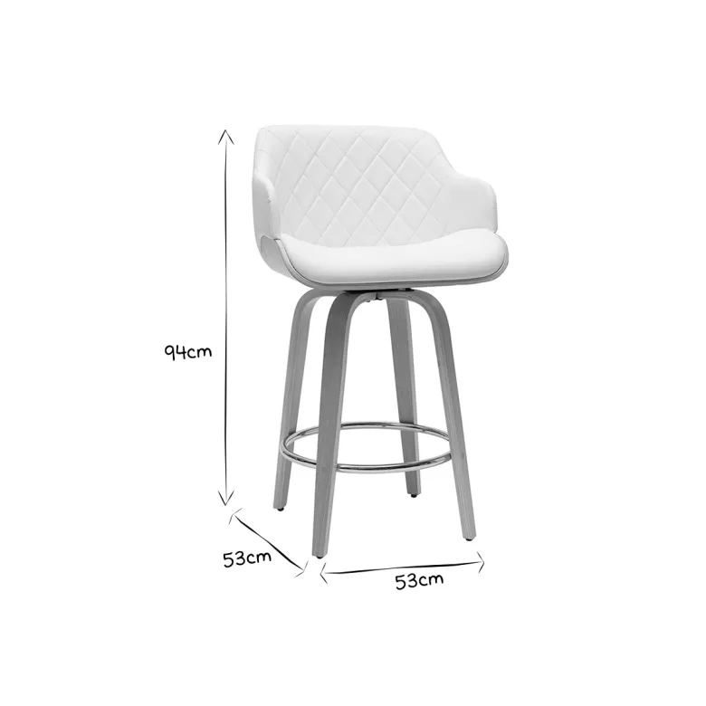 Tabouret de bar pivotant 360° blanc et bois clair h65 cm lucien