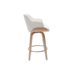 Tabouret de bar pivotant 360° blanc et bois clair h65 cm lucien