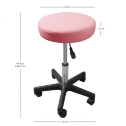 Tabouret rond à roulettes - rose