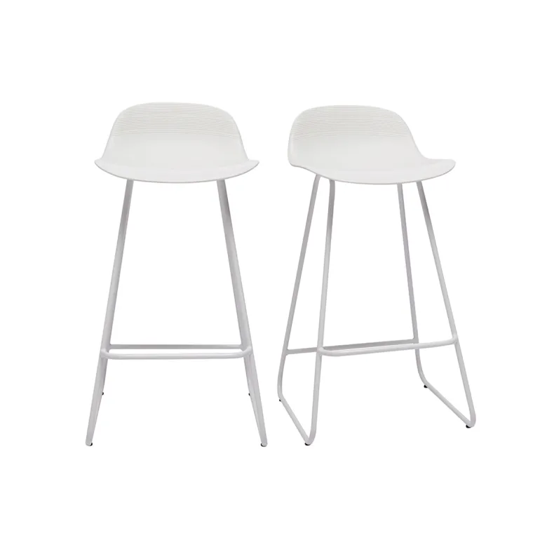 Tabourets de bar blancs h65 cm (lot de 2) ella