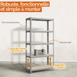 Étagère de stockage, rangement, 5 niveaux