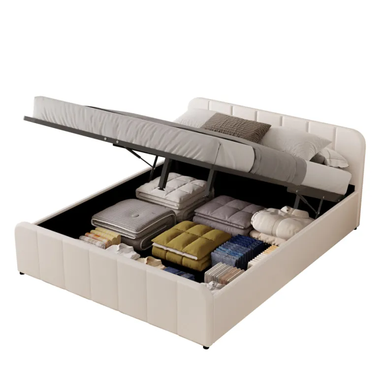 Tampa lit coffre 160x200cm en velours beige