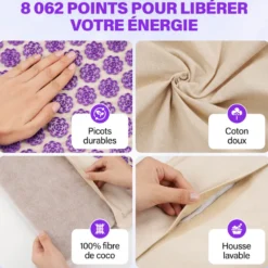 Tapis d'acupression + coussin ferme + sac transport + balle massage offerte