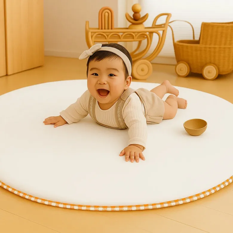 Tapis d'eveil havane en coton bio blanc