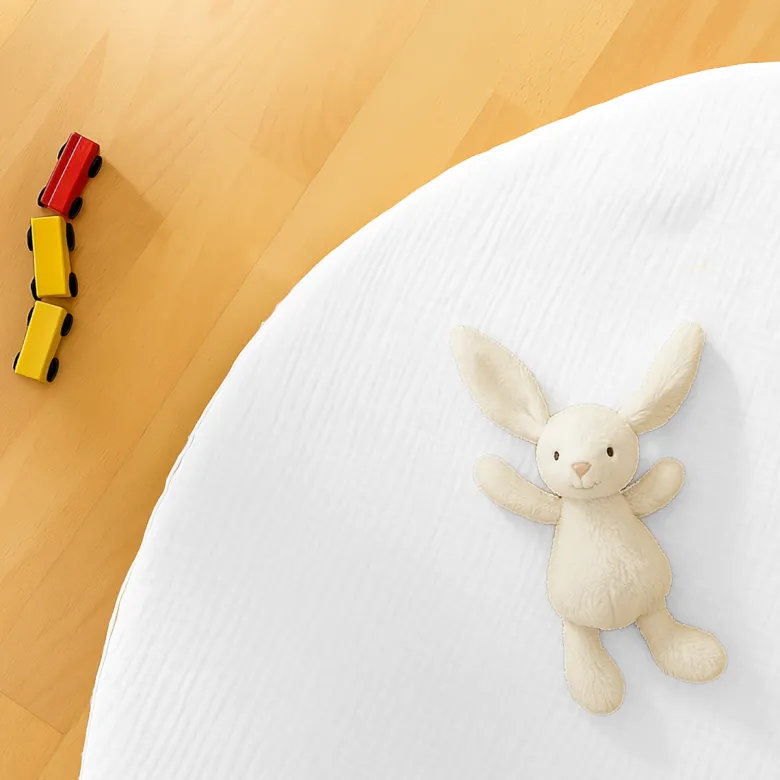 Tapis d'eveil havane en coton bio blanc