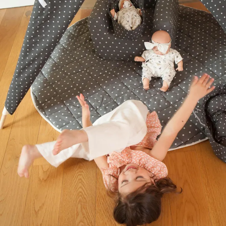Tapis pour tipi enfant stars gris
