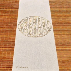 Tapis yoga chanvre fleur de vie vieil or