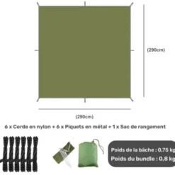 Tarp hamac géant vert armé