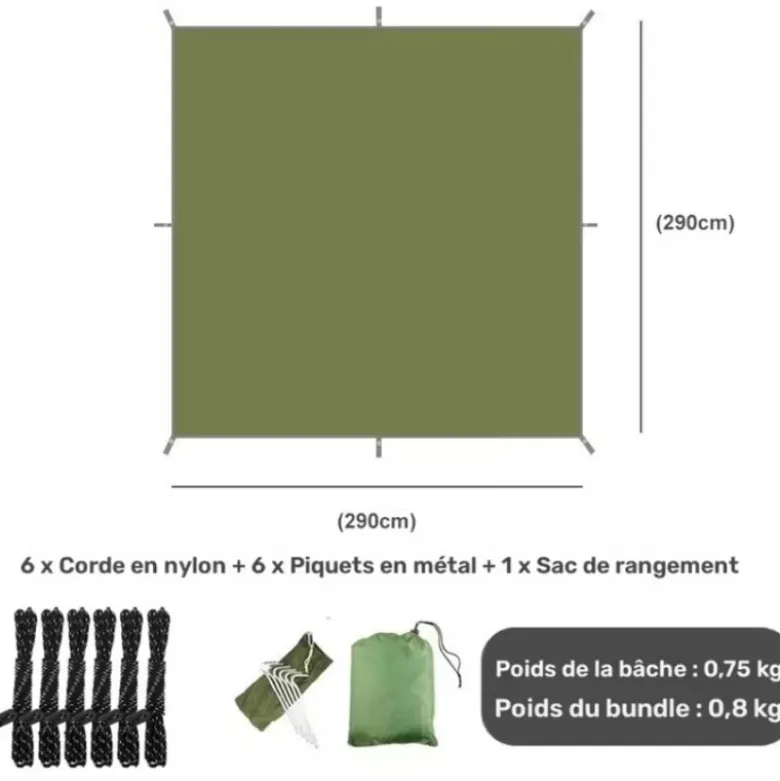 Tarp hamac géant vert armé
