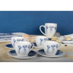 Tasses à café avec sous tasses méduse - lot de 4