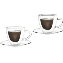 Tasses à café double paroi café en coeur 150ml - lot de 2
