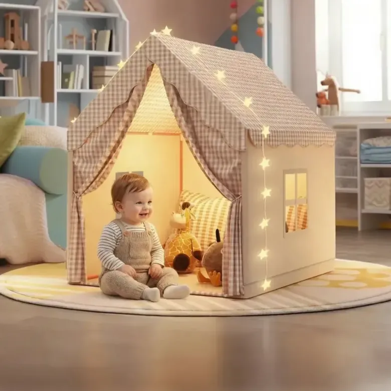 Tente de jeu pour enfant en polyester beige