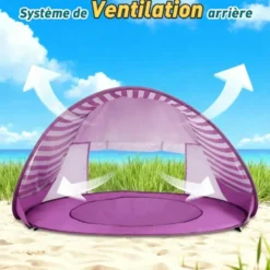 Tente de plage pour bébé avec mini piscine en polyester violet