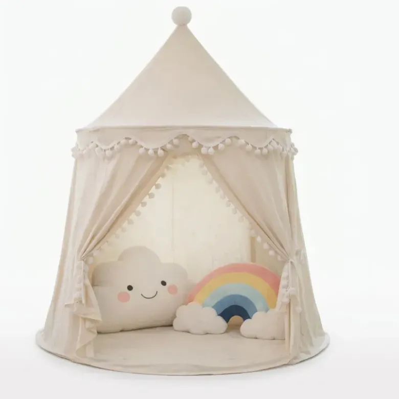 Tente enfant château de fée avec tapis blanc