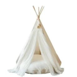 Tipi d'intérieur pour enfant en tissu beige