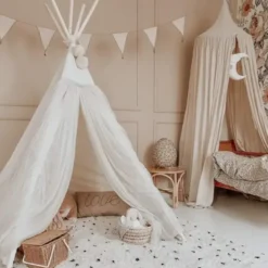 Tipi d'intérieur pour enfant en tissu beige