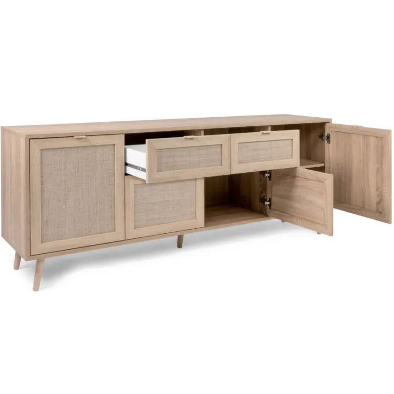 Tivat buffet avec tiroirs et placards effeffet cannage