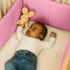 Tour de lit en coton bio rose