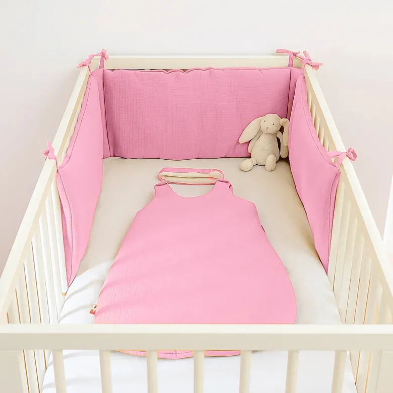Tour de lit en coton bio rose