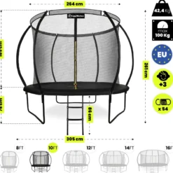 Trampoline familial 305cm (10ft) complet avec filet haute protection et échelle