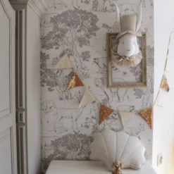 Trophée mural lapin lin chambre bébé