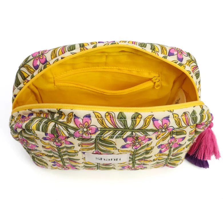 Trousse de maquillage fleurie en coton
