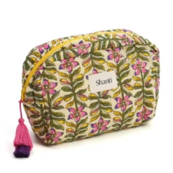 Trousse de maquillage fleurie en coton