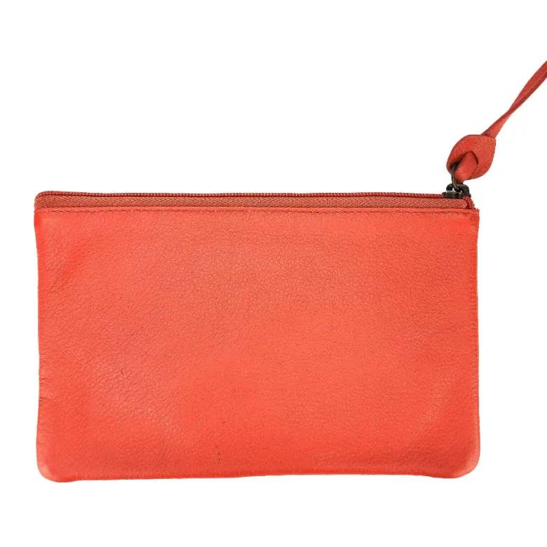 Trousse plate cuir dany orange