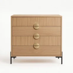 Vallo commode 4 tiroirs décor bois rainuré 84cm