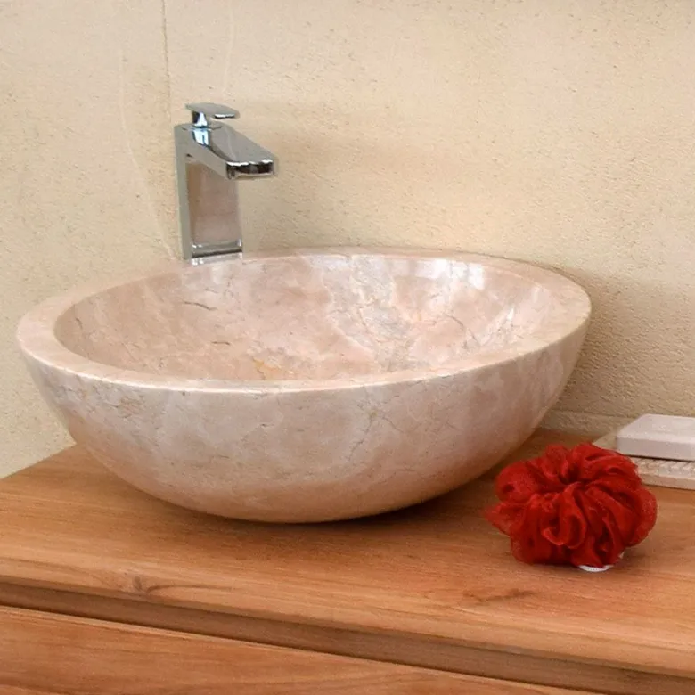 Vasque ronde en marbre crème lizéa