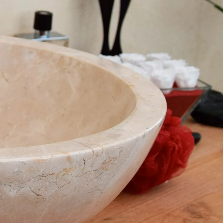 Vasque ronde en marbre crème lizéa