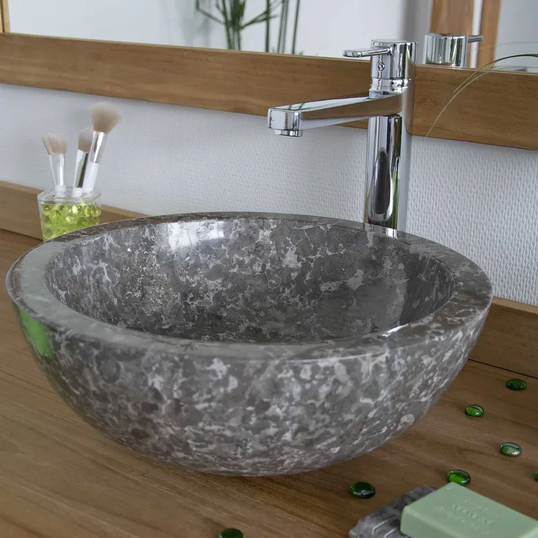 Vasque ronde en marbre gris lizéa
