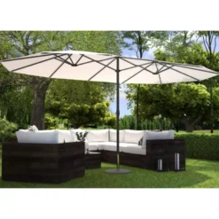 Venice parasol double ecru droit ovale 27 x 46 m