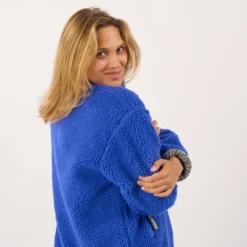 Veste sherpa zippée manches longues femme bleu électrique XS
