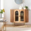 Vitrine arrondie vitrée en bois massif