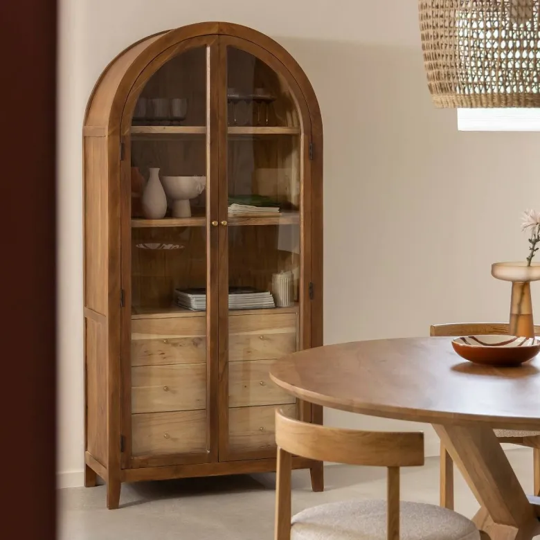 Vitrine en bois d'acacia