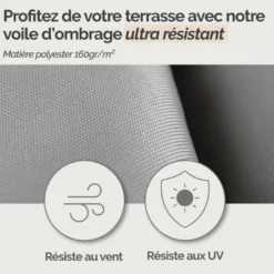 Voile ombrage carré - 4x4m gris