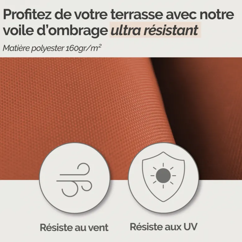 Voile ombrage carré - 2x2m Rouge