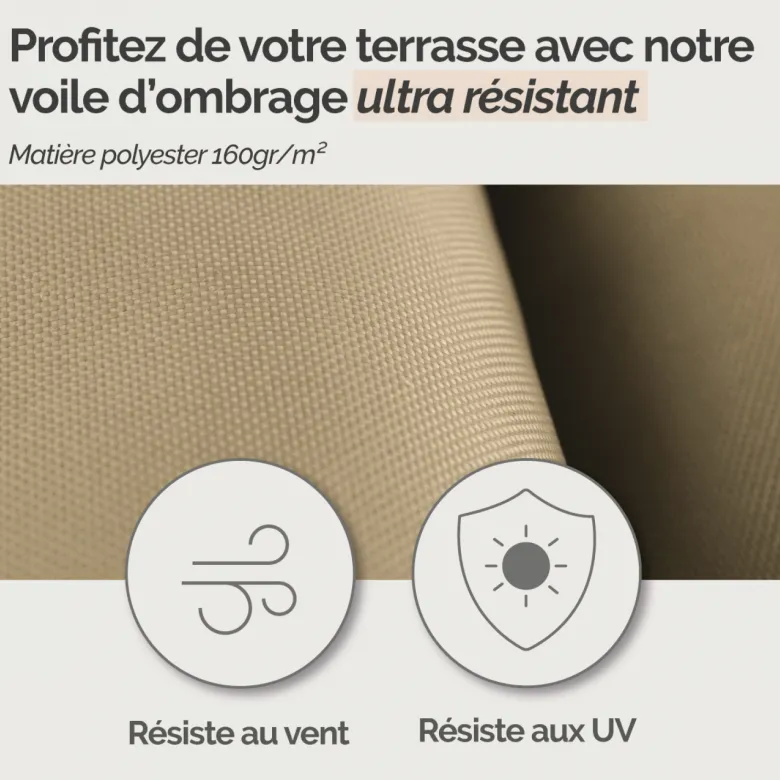 Voile ombrage carré - 4x4m Sable