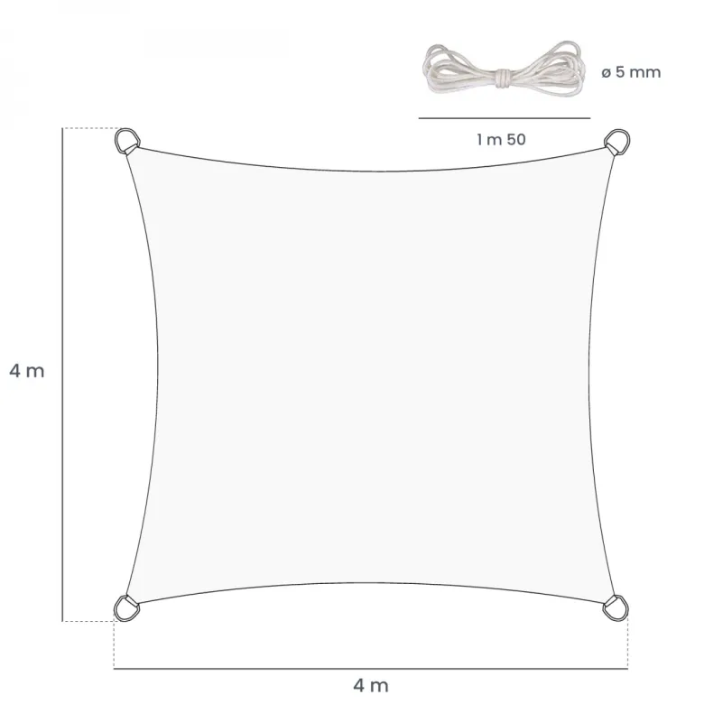 Voile ombrage carré - 4x4m Sable