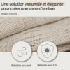 Voile ombrage en chanvre - 3x5m Beige