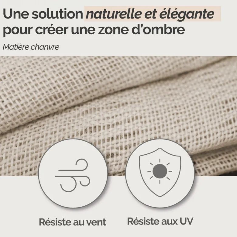 Voile ombrage en chanvre - 3x5m Beige