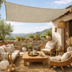 Voile ombrage en chanvre - 3x5m Beige