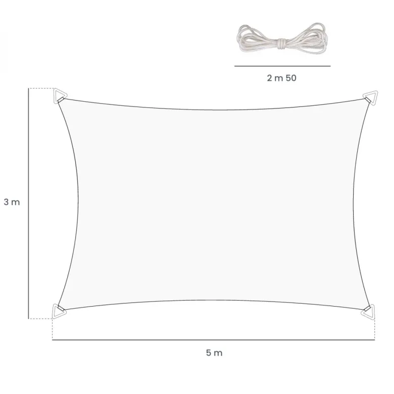 Voile ombrage en chanvre - 3x5m Beige