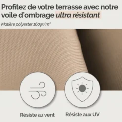 Voile ombrage rectangulaire - 2x3m Taupe