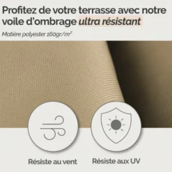 Voile ombrage rectangulaire - 3x4m Sable