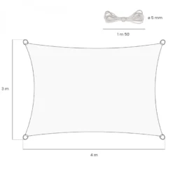 Voile ombrage rectangulaire - 3x4m Sable