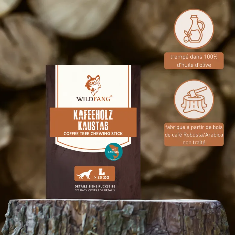 Wildfang - bâton à mâcher en bois de caféier à l'huile de saumon - 3 x l
